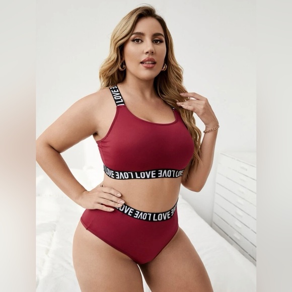 NEW! SHEIN Plus ‘Love’ Tape Lingerie Set Red Sz. 3X - Picture 4 of 8